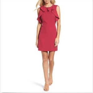 CHELSEA28 Dress M Pink Rose Ruffle Sheath NORDSTRM